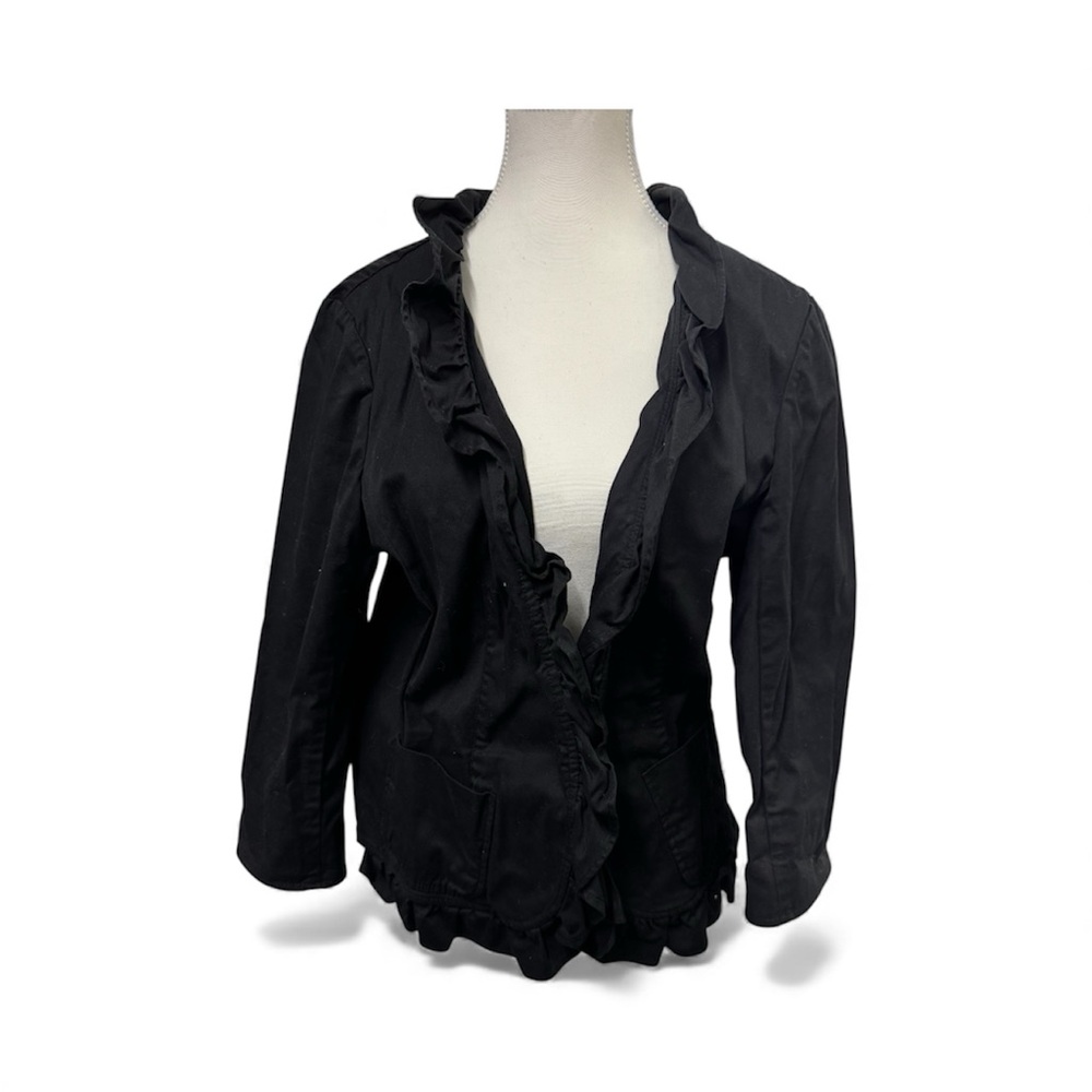 Talbots Black Ruffle Jacket